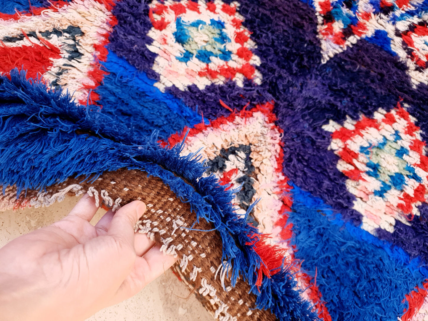 Majestic Vintage Moroccan rug 5.2x8 "Blue Orchid" Unique Stunning blue Azilal Berber rug, boujaad rug boucherouite rug