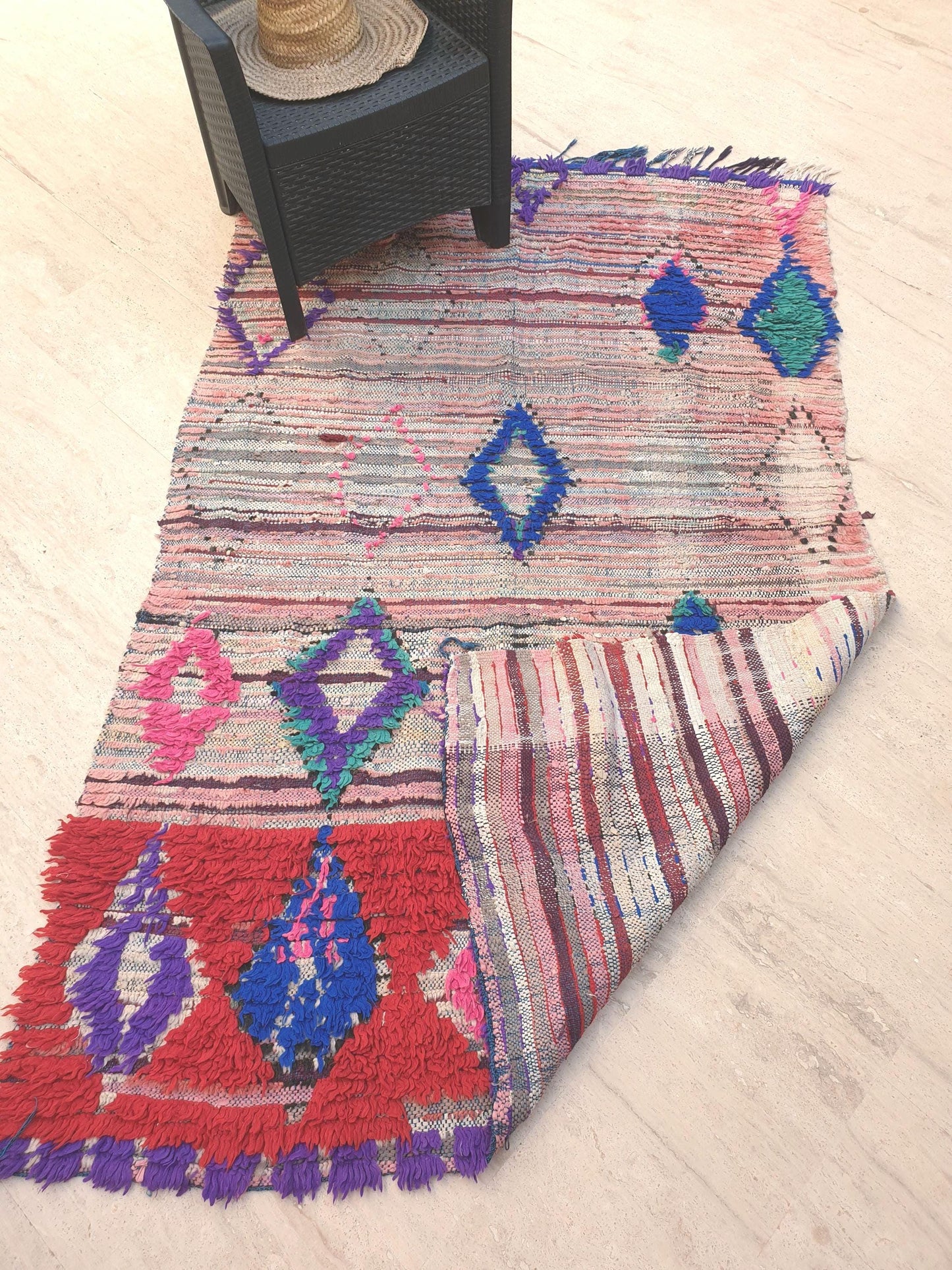 Vintage Moroccan Rug 4.5x6.7 Gorgeous Abstract boujaad Rug large bedroom rug living room rug, Pink red rug