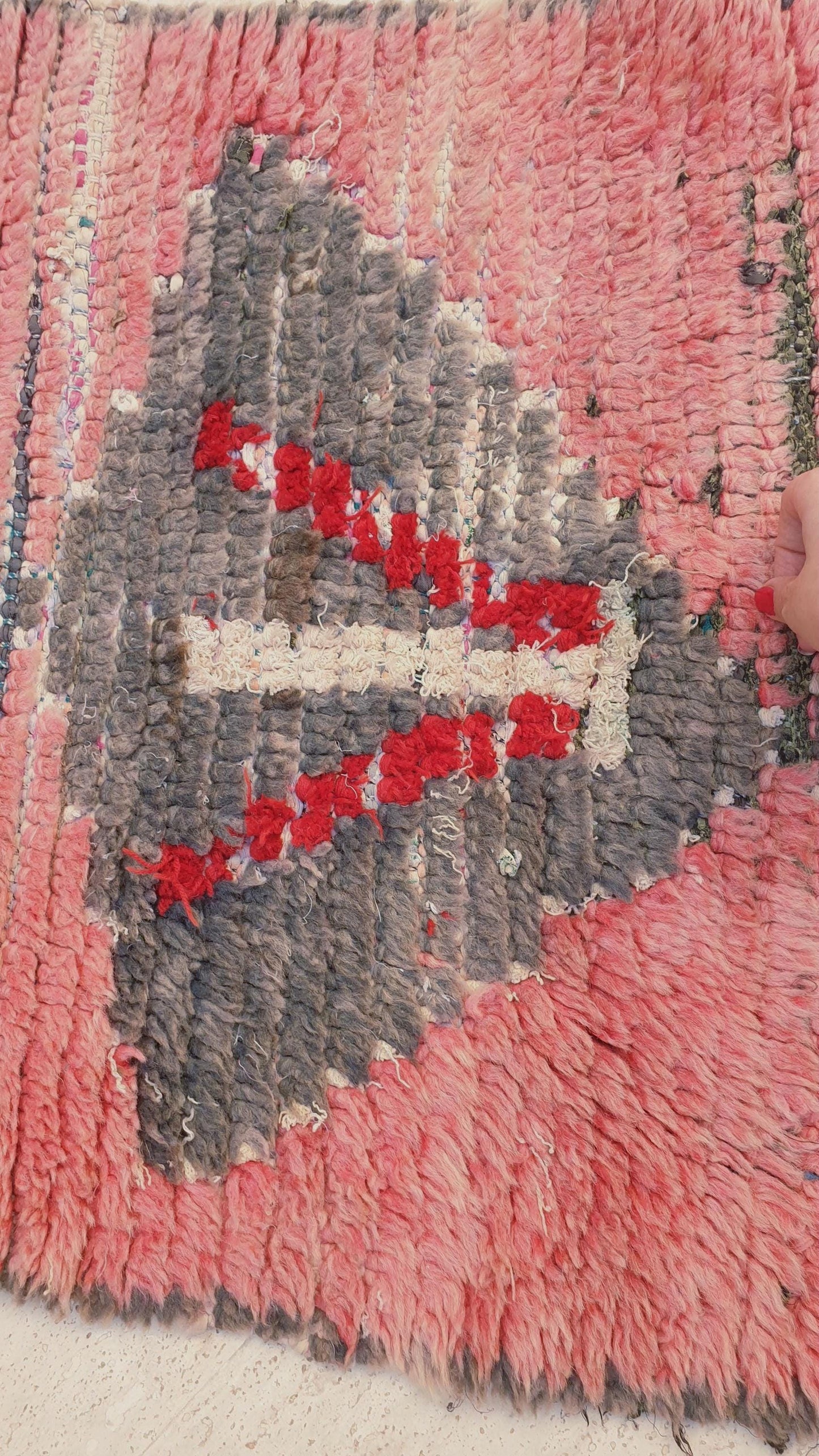 Vintage Moroccan Rug 2.2x11.8 Stunning Moroccan boujaad Runner Rug, blush pink rug, long hallway rug Abstract carpet