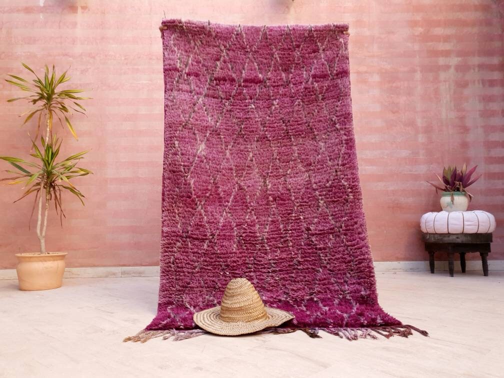 Vintage Moroccan Rug 3.5x6.2 Gorgeous Purple Boujaad rug, Tribal rug, Unique rug, purple wool rug boujaad Wool rug