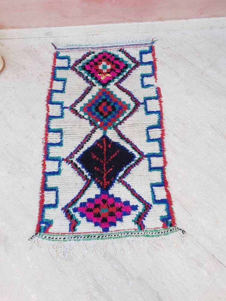 Vintage Azilal Moroccan Rug, Berber Runner Rug (3.3x6.5)