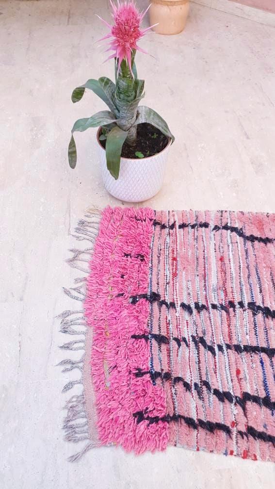 Vintage Moroccan Rug 3.2x10 Gorgeous Pink boujaad runner rug blush pink berber runner rug boujad kitchen rug