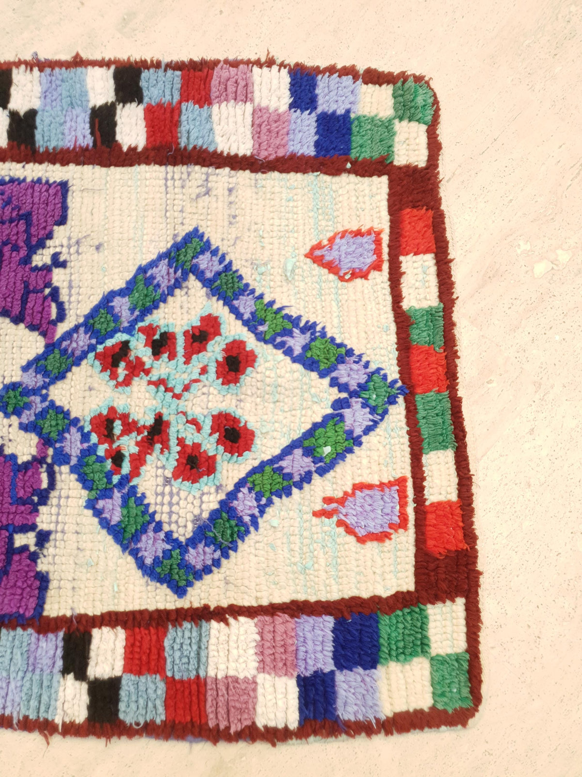 Vintage Moroccan Rug, 3.3x7.6 gray runner rug morrocan rug beni ourain rug, grey boujaad rug bedroom rug living room rug boucherouite rug