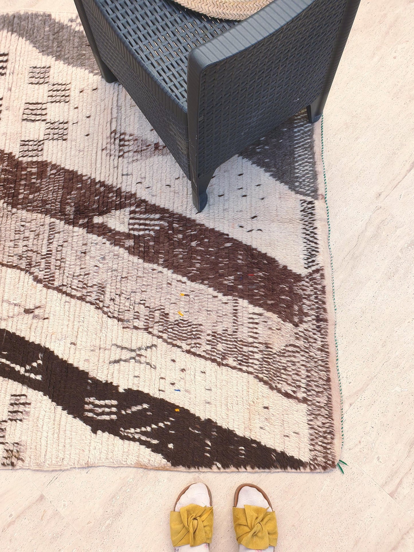 Vintage Moroccan Azilal Rug, Earth Tone Wool Rug, Tribal Art 4.5x8.2