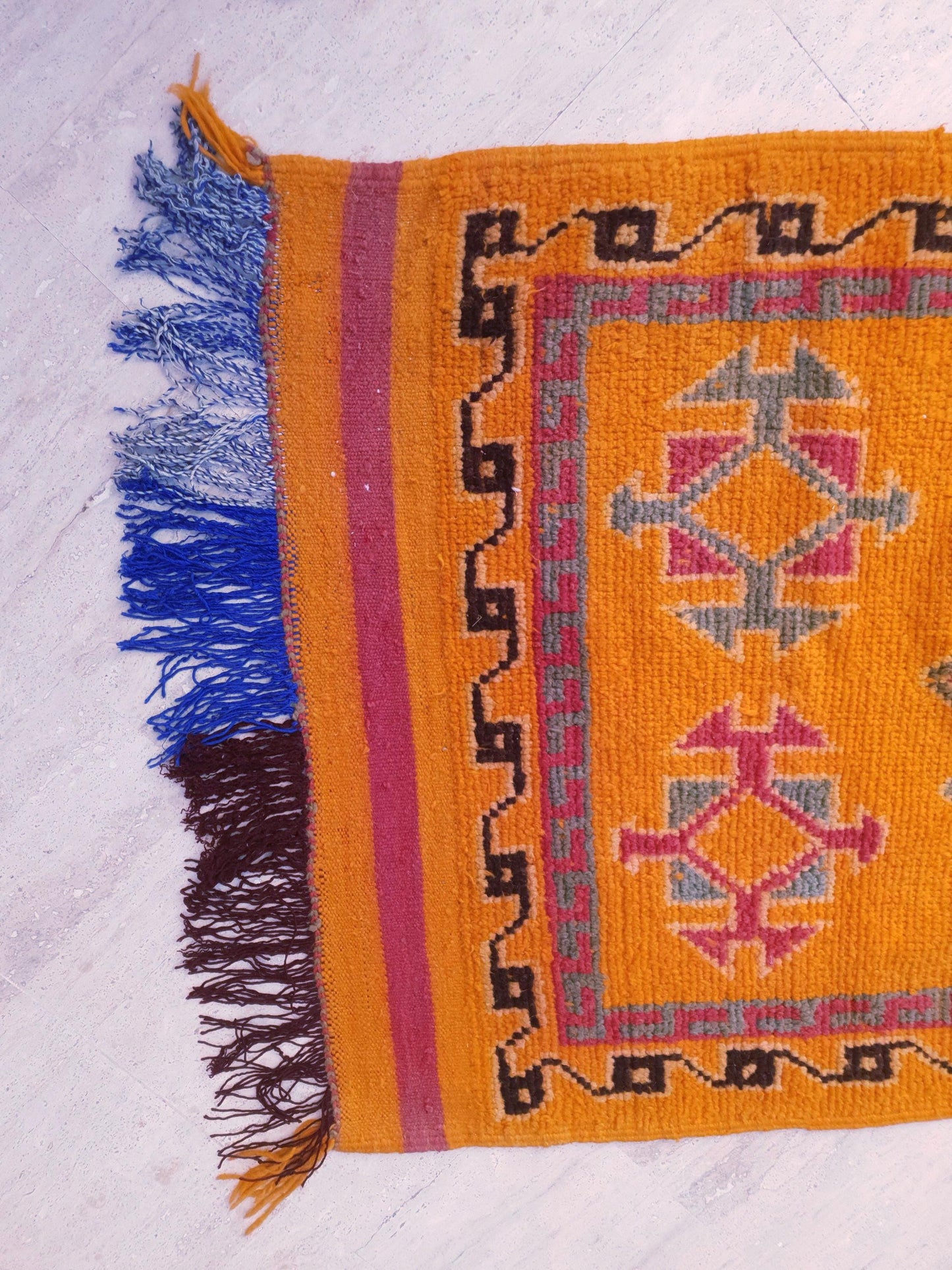 Vintage Orange Berber Rug: Handwoven Moroccan Hallway Rug (3.5x8.3 ft)
