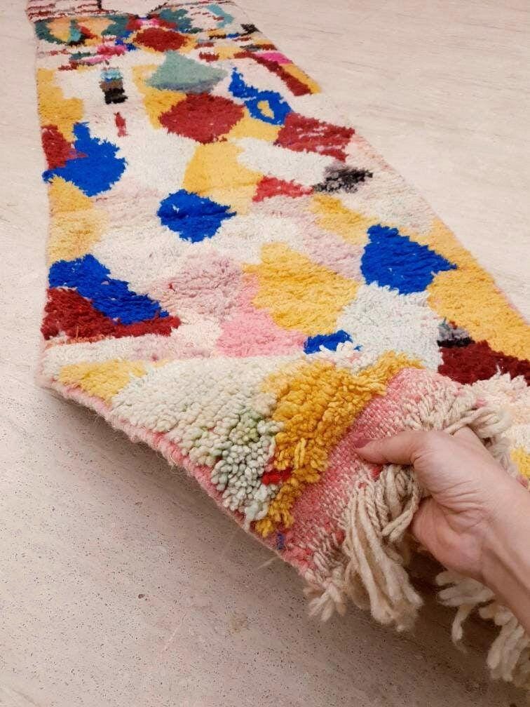 Gorgeous Moroccan Rug 2.5x10  Unique Boujaad runner rug, Colorful Artistic rug, Abstract Wool Hallway rug