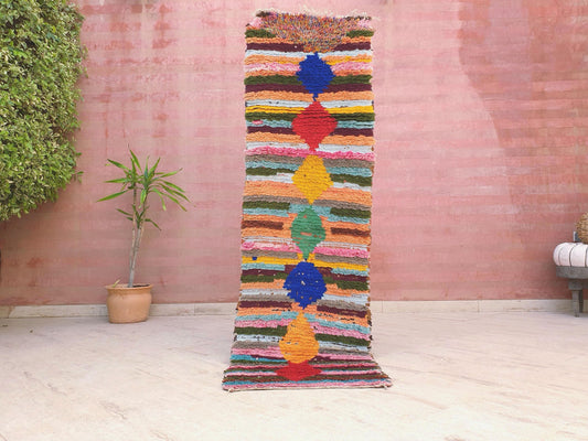 Vintage Moroccan runner rug 2x6.8 Incredible Boujaad Rug  Colorful Rainbow  Boujad Rug | wool hallway rug, Berber colorful rug