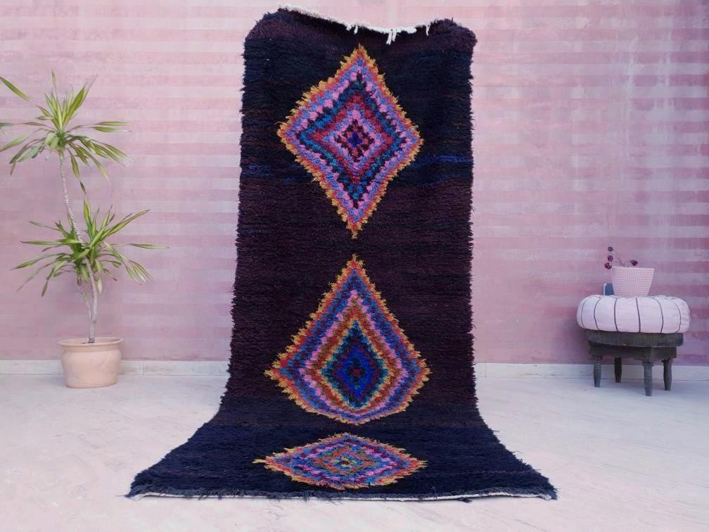 Vintage Moroccan Rug 3.7x9.2 Super Pretty Runner Rug | Boujaad Rug  | Berber Boucherouite Rug | Hallway Rug | Vintage Entry way Rug