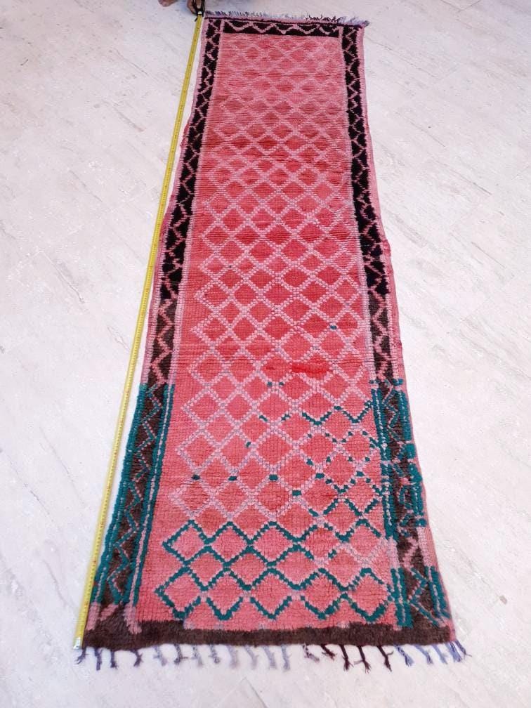 Vintage Blush Boujaad Rug, Moroccan Runner Rug 2.8x9.2 ft