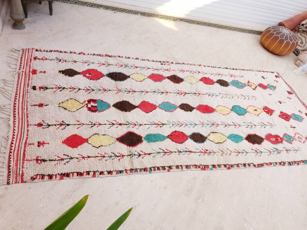 Vintage Azilal Berber Rug 5x11, Large Moroccan Handmade Rug