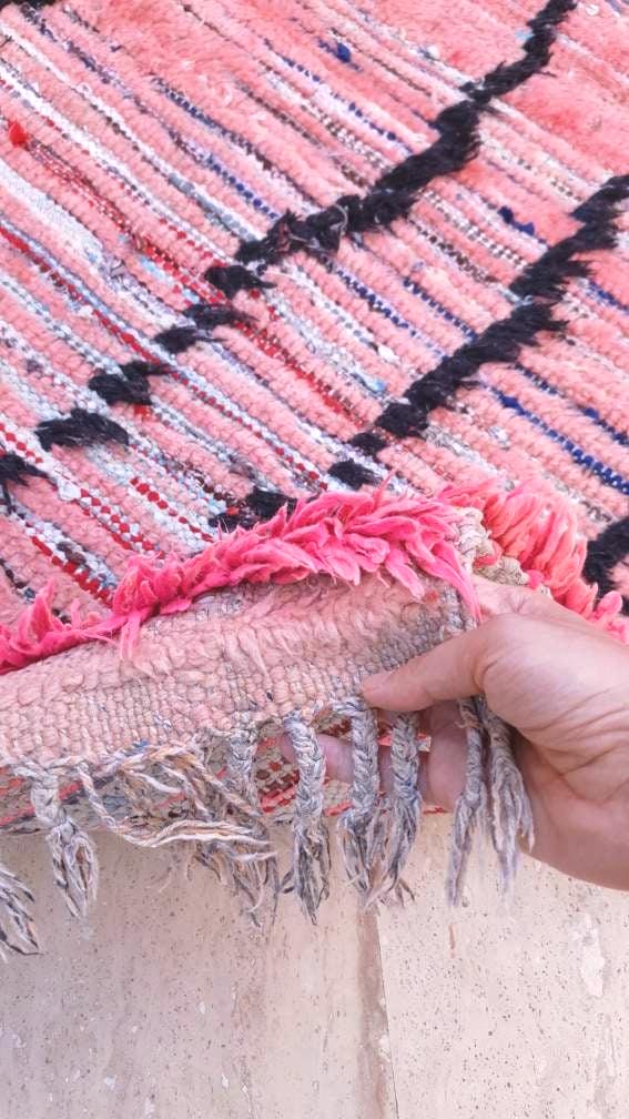 Vintage Moroccan Rug 3.2x10 Gorgeous Pink boujaad runner rug blush pink berber runner rug boujad kitchen rug
