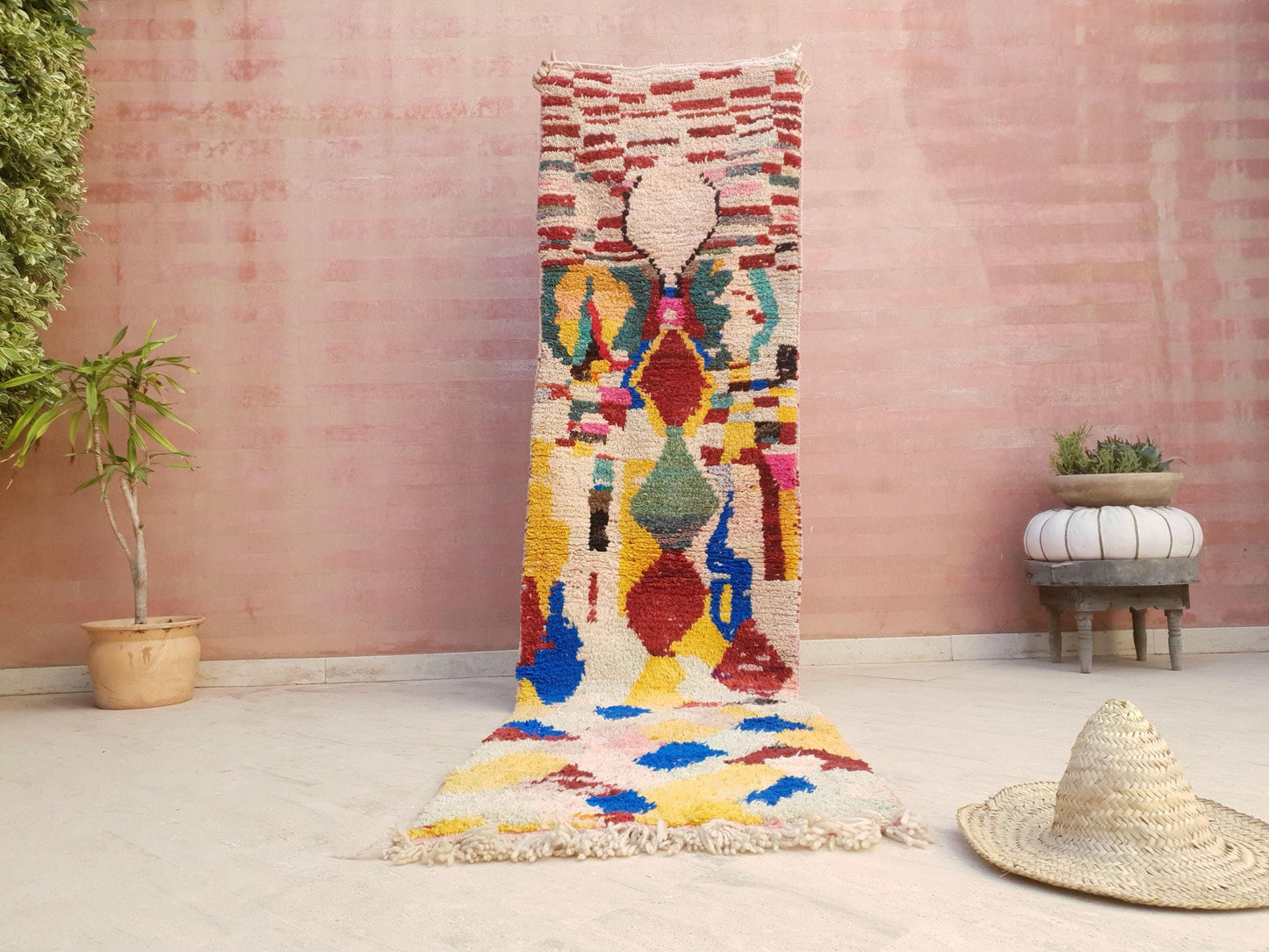 Gorgeous Moroccan Rug 2.5x10  Unique Boujaad runner rug, Colorful Artistic rug, Abstract Wool Hallway rug
