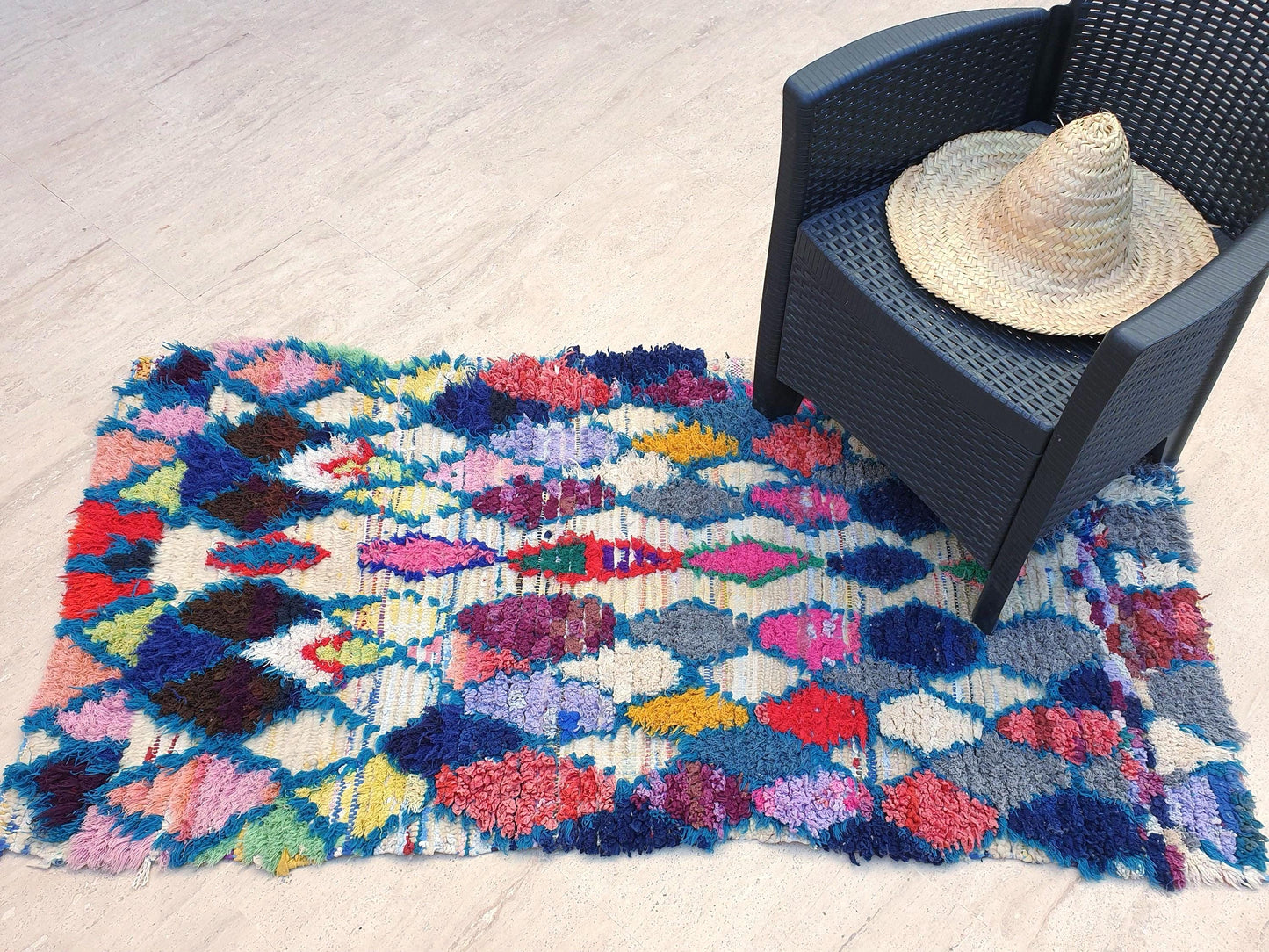 Vintage Moroccan Rug 3x5.7 Gorgeous Vintage Boujaad Rug | Wool Berber Azilal Rug | Rare Tribal rug | accent rug