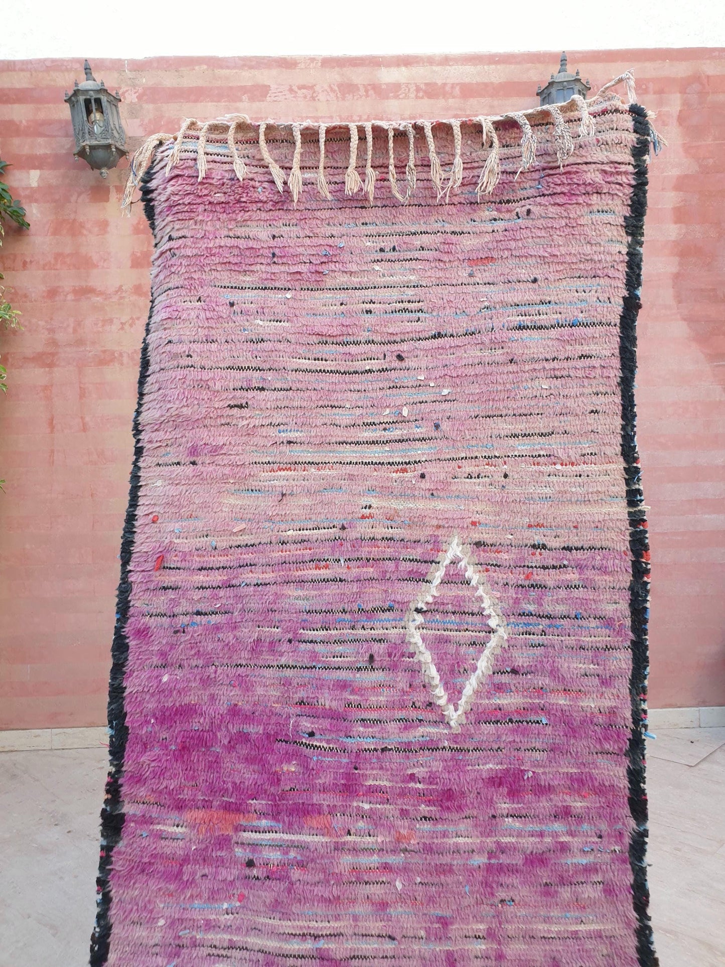 Vintage Moroccan Runner Rug 3.2x10  Gorgeous Boujaad Rug "Purple Dream" Runner rug Blush mauve Lavender rug