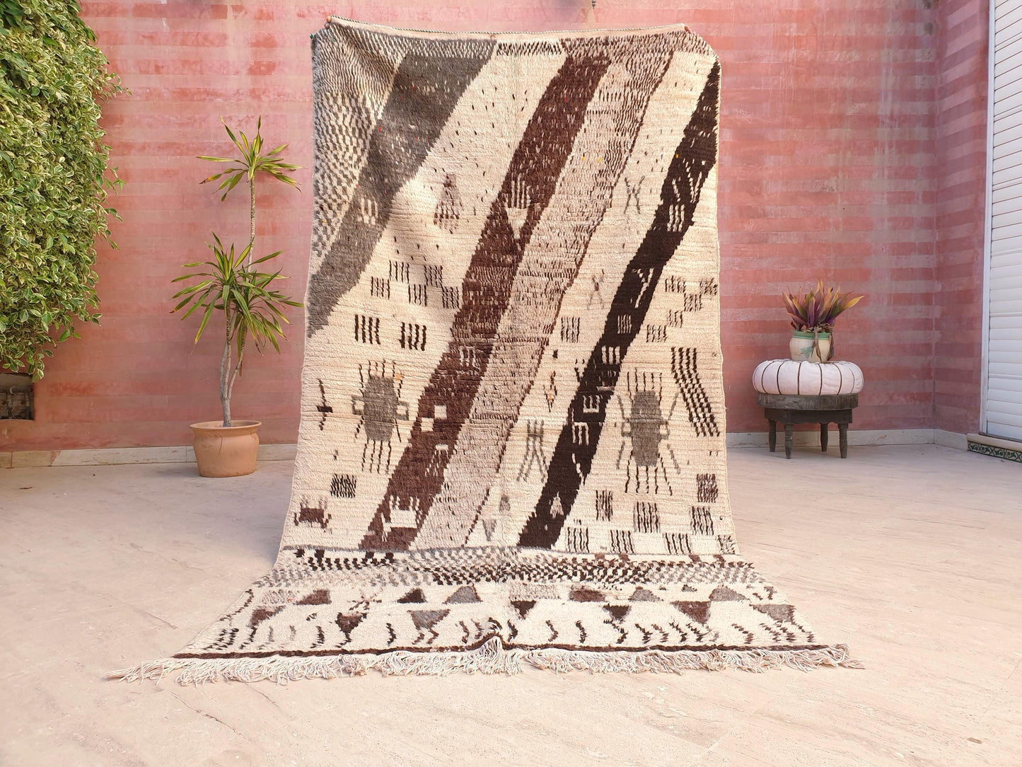 Vintage Moroccan Azilal Rug, Earth Tone Wool Rug, Tribal Art 4.5x8.2