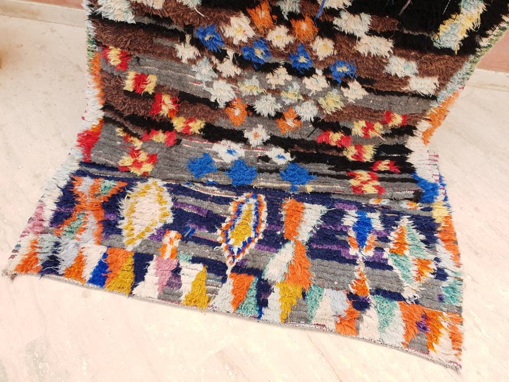 Vintage Boujaad Berber Rug, Artistic Moroccan Rug, 3.8x7.6 ft