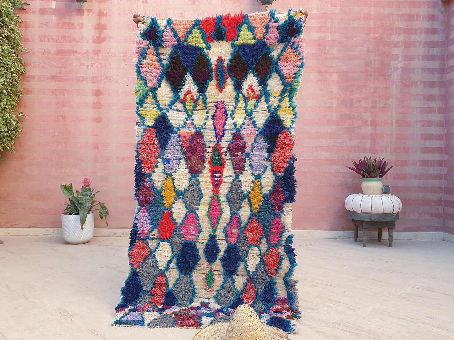 Vintage Moroccan Rug 3x5.7 Gorgeous Vintage Boujaad Rug | Wool Berber Azilal Rug | Rare Tribal rug | accent rug