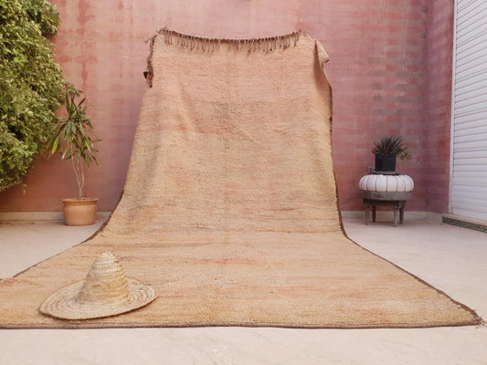 Vintage Moroccan Flatweave 6.6x11.5 Desert Hues Rug, Oversized Boho Decor, Faded Peach Sahara Berber Rug