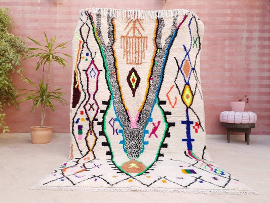 Fine Moroccan Rug 5.3x8.5 Designer Azilal Rug Authentic Berber carpet by ME Nursery Beni Ourain rug, living room rug