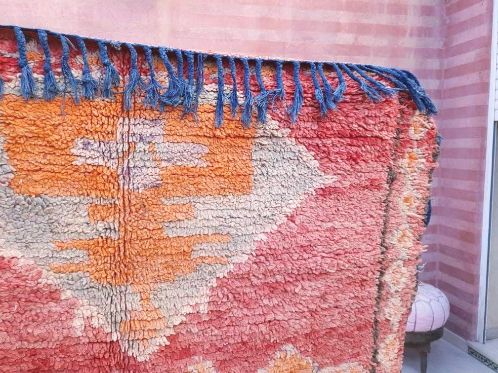 Gorgeous Vintage Moroccan Rug 5x11.5 Marvelous Vintage Boujaad rug | Large Berber rug boujad rug blush beni ourain rug