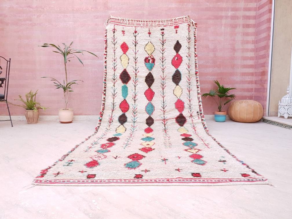 Vintage Azilal Berber Rug 5x11, Large Moroccan Handmade Rug