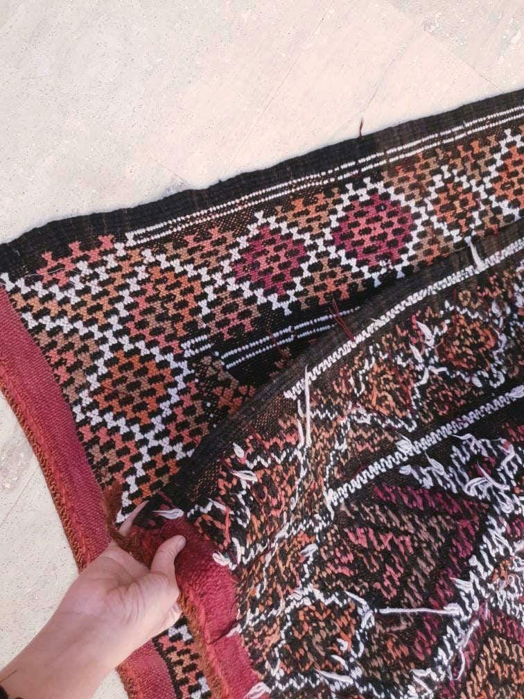 Vintage Moroccan Rug 6.3x11.8 Stunning kilim rug, Large area rug Vintage sequins berber rug Bedroom Rug, Warm Red Orang