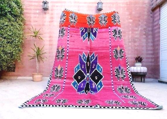 Gorgeous Moroccan Rug, Hot Pink Berber Rug 5.9x9 Unique boujaad rug, Morrocan runner rug handmade bohemian rug
