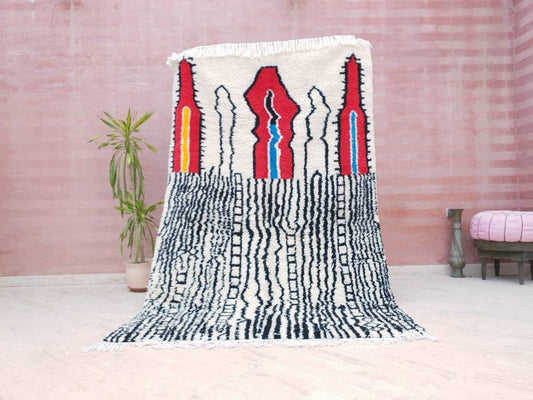 Handmade Berber Azilal Wool Rug 5x8.3 ft, Fine Moroccan Rug