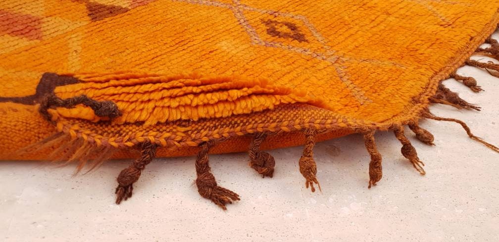 Stunning Tangerine Orange Berber rug bedroom rug living room rug 5.1x11.5 Rarest Color Moroccan Tribal Rug