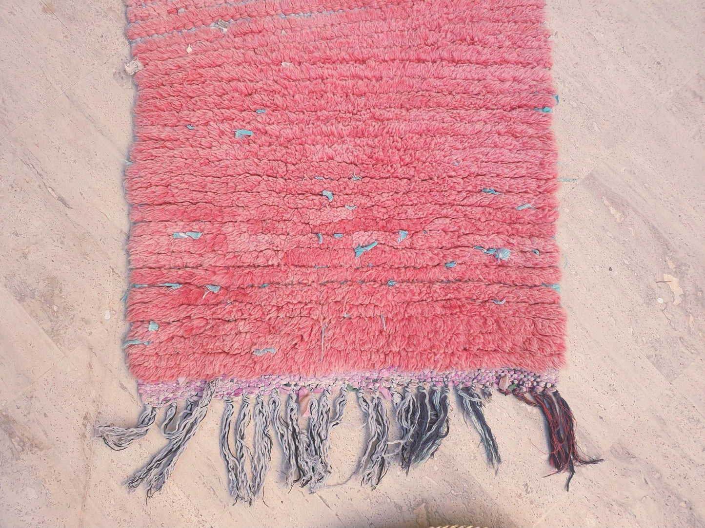 Gorgeous Vintage Moroccan RunnerRug 2.2x9 Pink Boujaad Rug | Pink Panther | Hallway Rug | Vintage Bedroom Rug | peach wool Rug