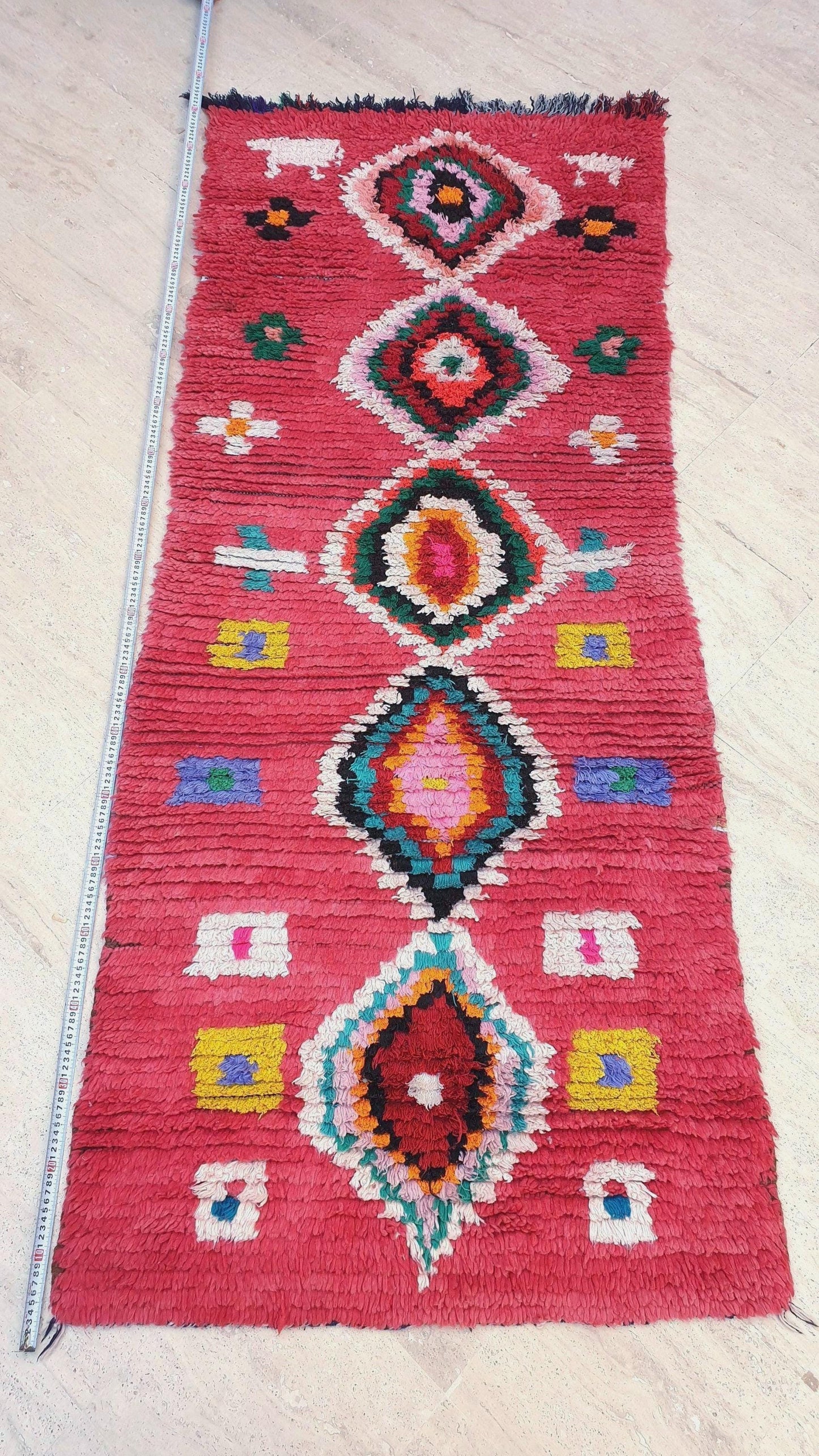 Moroccan Runner Rug 3x7 Super Pretty Colorful Boujaad rug "HappY"  Super unique soft rug living room rug