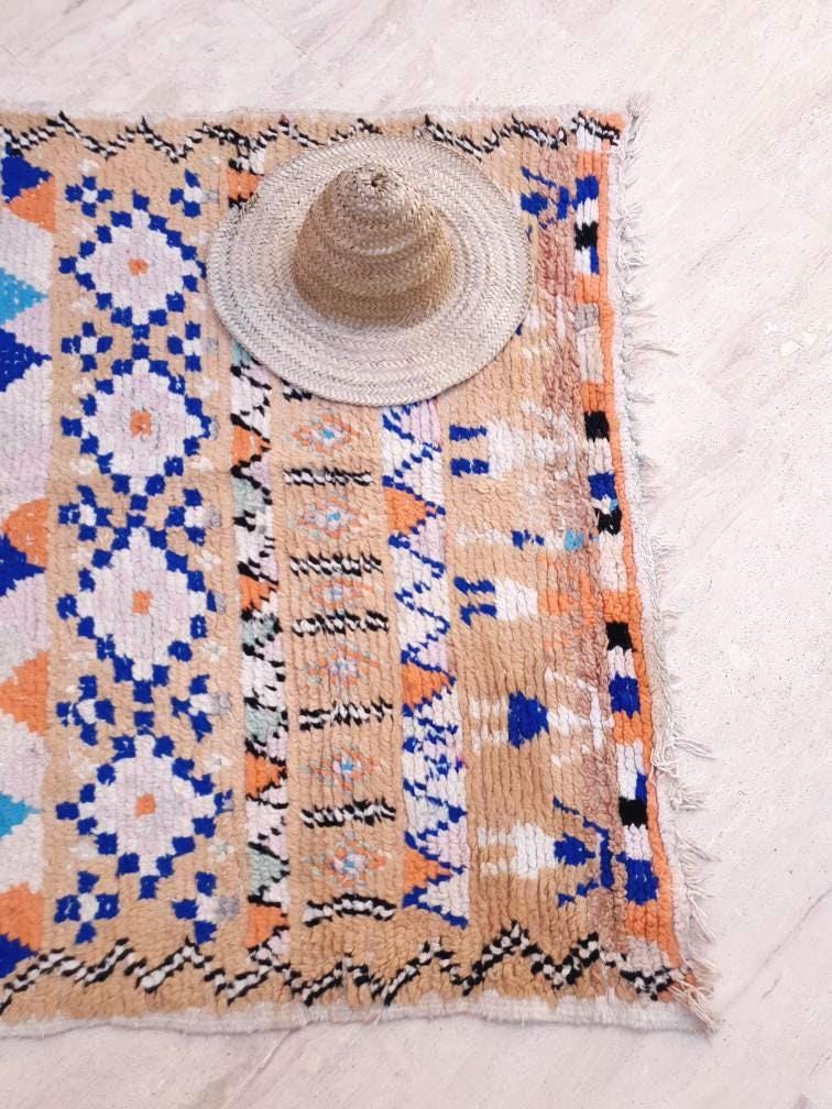 Gorgeous Vintage Moroccan Rug 4.1x12.2 marvelous pastels beige rug Boujaad rug large berber rug