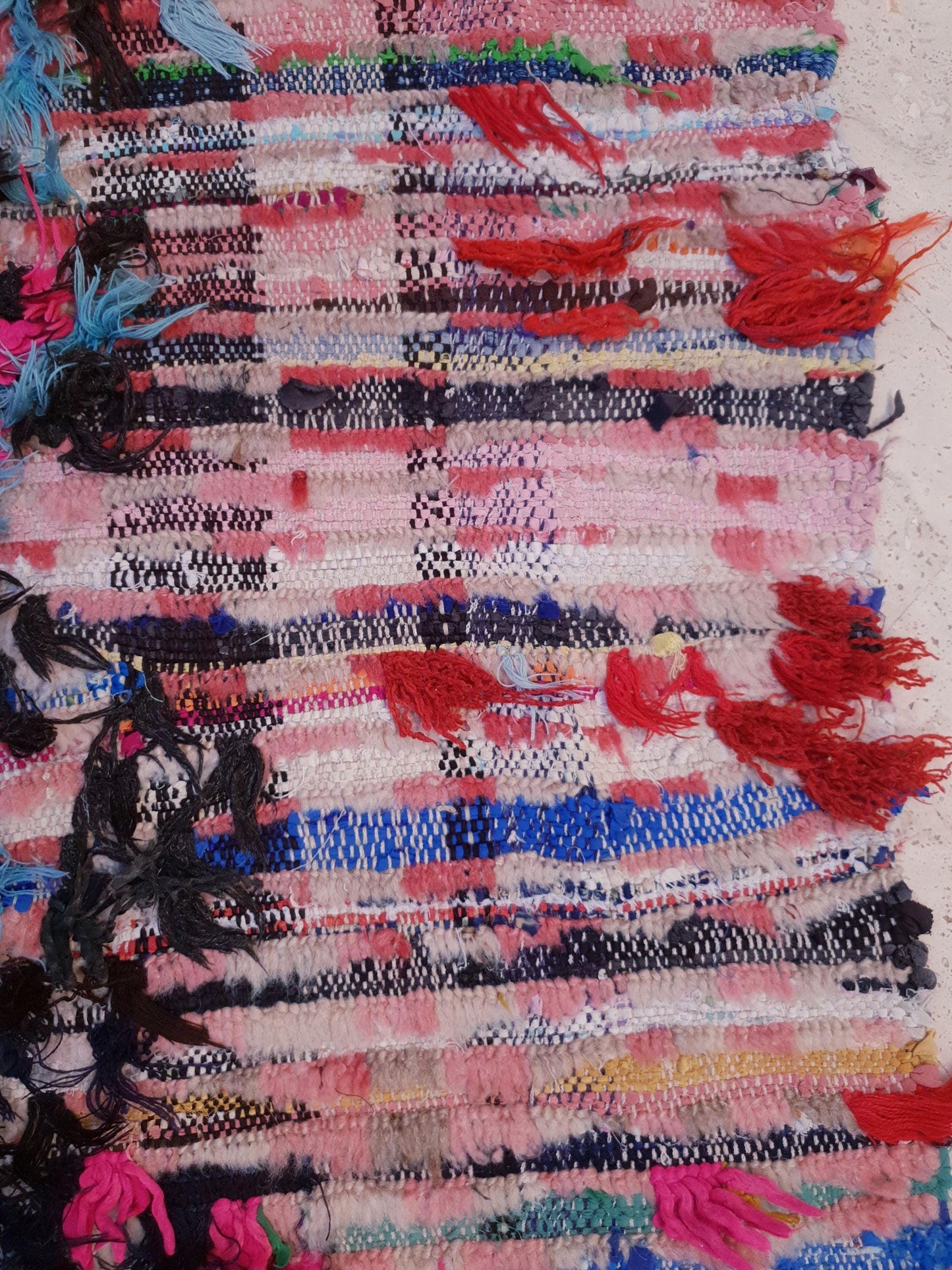 Super Pretty Moroccan Rug 2.7x6.8 Color-Burst Boujaad Runner, playful pink  checkered rug, Festive boucherouite art rug, Unique colorful