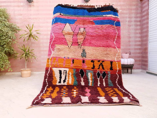 Gorgeous Moroccan Rug "Sunset in Paradise" 5.4x8.5 Boujaad rug  bedroom rug beni ourain rug Super Pretty Colorful Rug