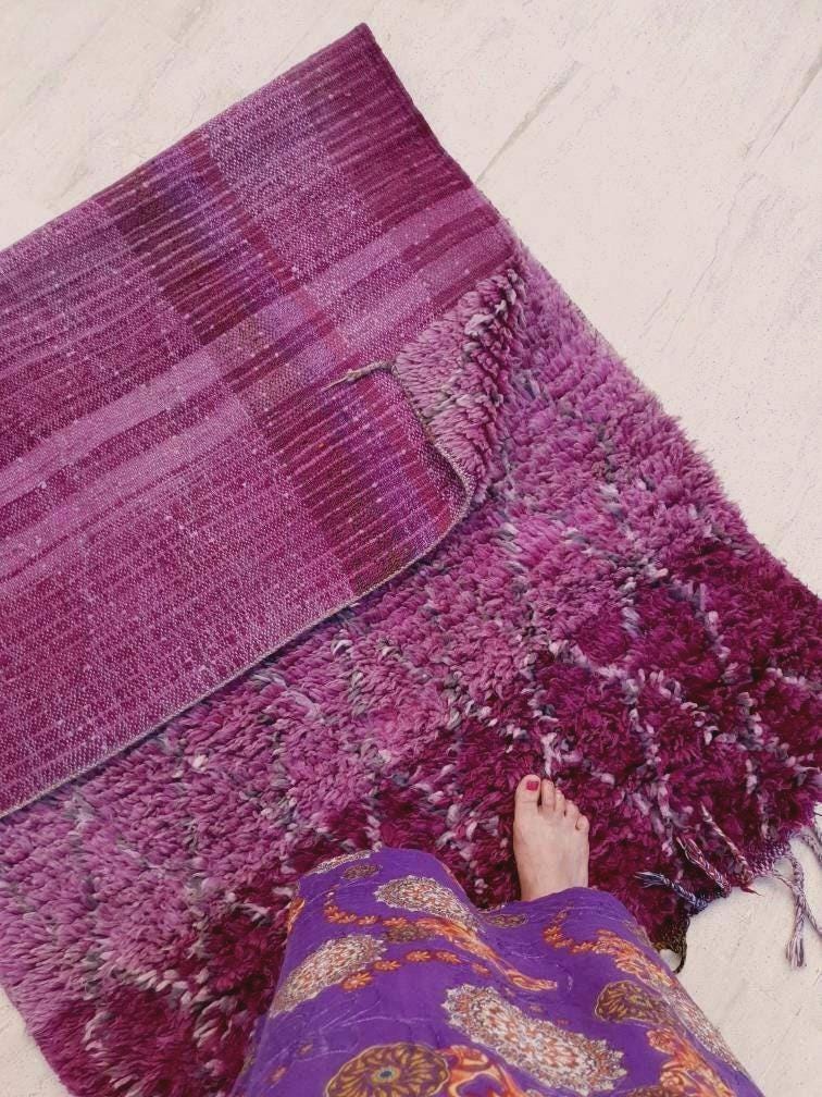 Vintage Moroccan Rug 3.5x6.2 Gorgeous Purple Boujaad rug, Tribal rug, Unique rug,  purple wool rug boujaad Wool rug