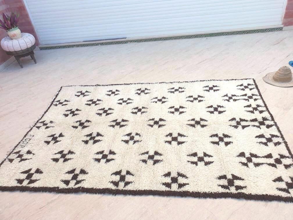 Vintage Moroccan Rug | 5.8x8.8 Stunning Authentic Vintage Beni Ourain Rug | Offwhite Cream Brown Unique Berber rug
