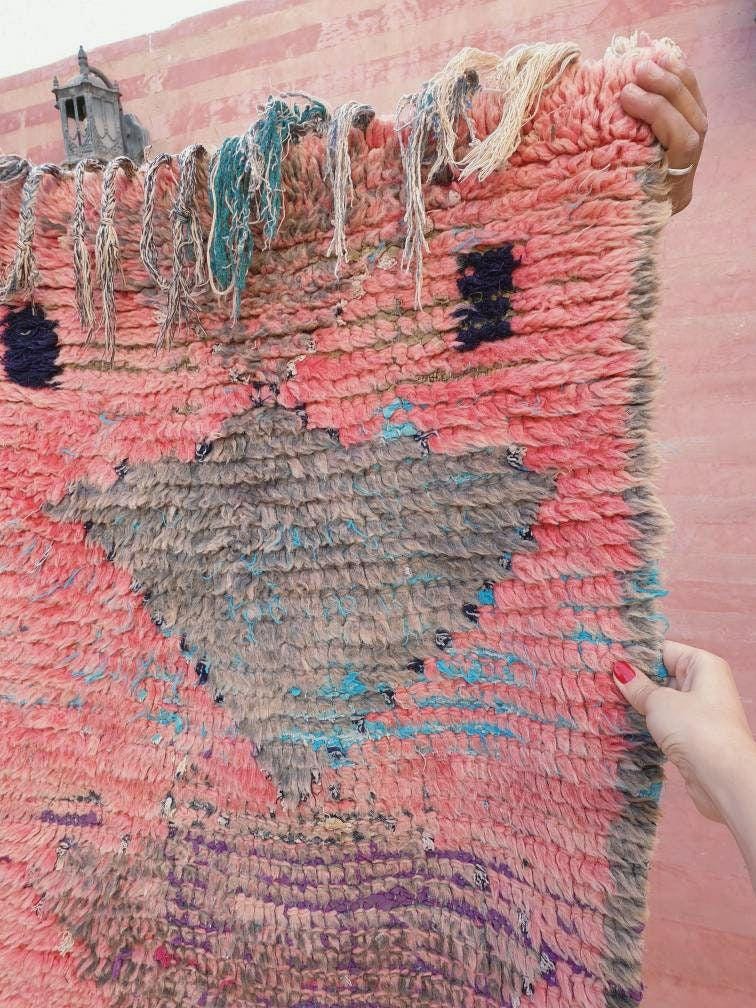 Vintage Moroccan Rug 2.2x11.8 Stunning Moroccan boujaad Runner Rug, blush pink rug, long hallway rug Abstract carpet