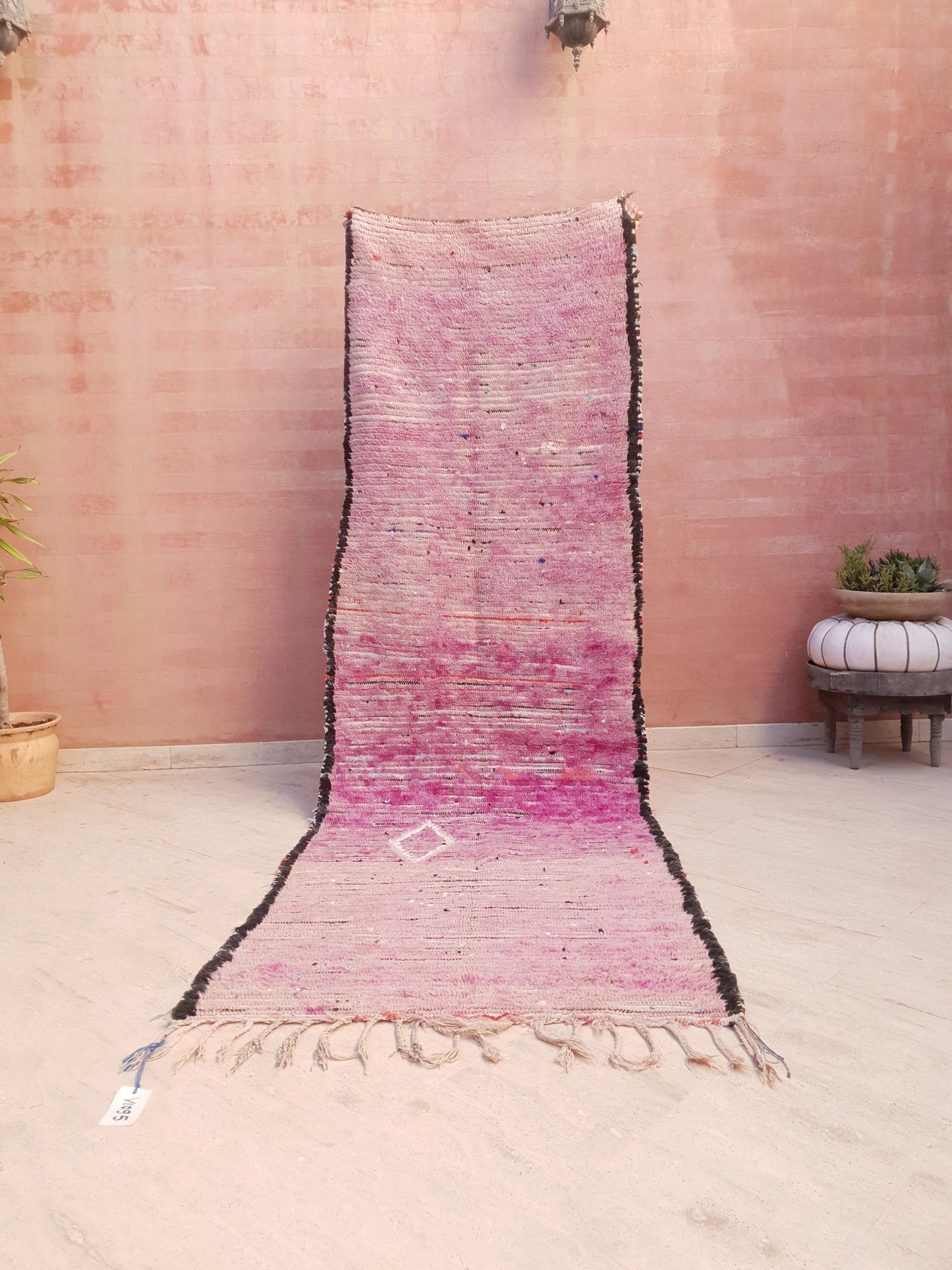 Vintage Moroccan Runner Rug 3.2x10  Gorgeous Boujaad Rug "Purple Dream" Runner rug Blush mauve Lavender rug