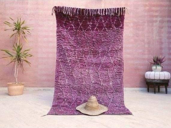 Vintage Moroccan Rug 3.5x6.2 Gorgeous Purple Boujaad rug, Tribal rug, Unique rug,  purple wool rug boujaad Wool rug