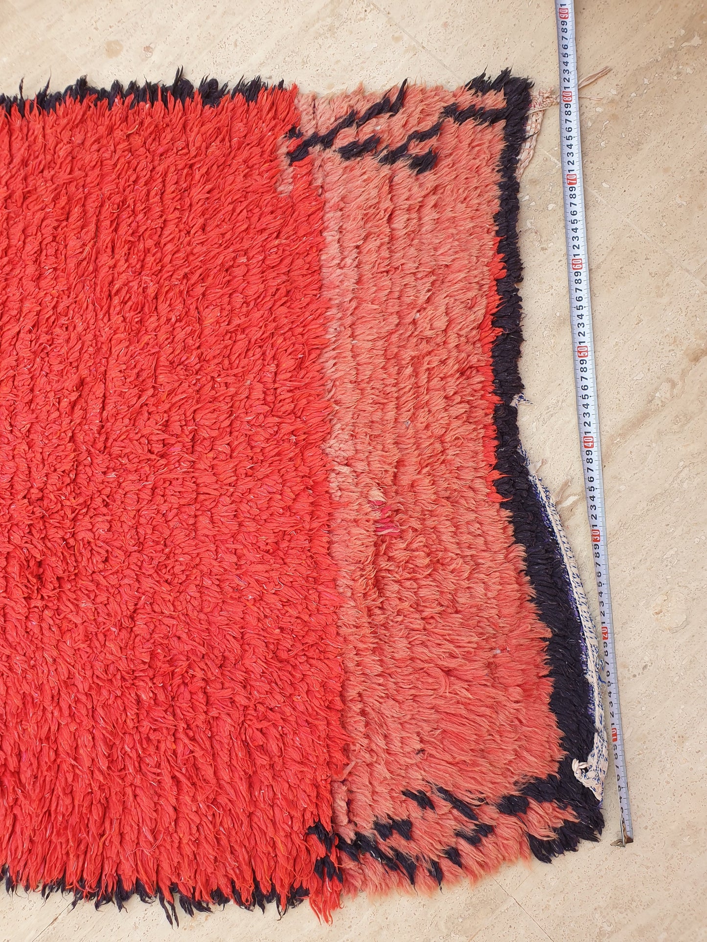 Vintage Moroccan Rug 3x9.2 Gorgeous Unique Red Boujaad Statement Runner Rug, red living room rug Abstract rug