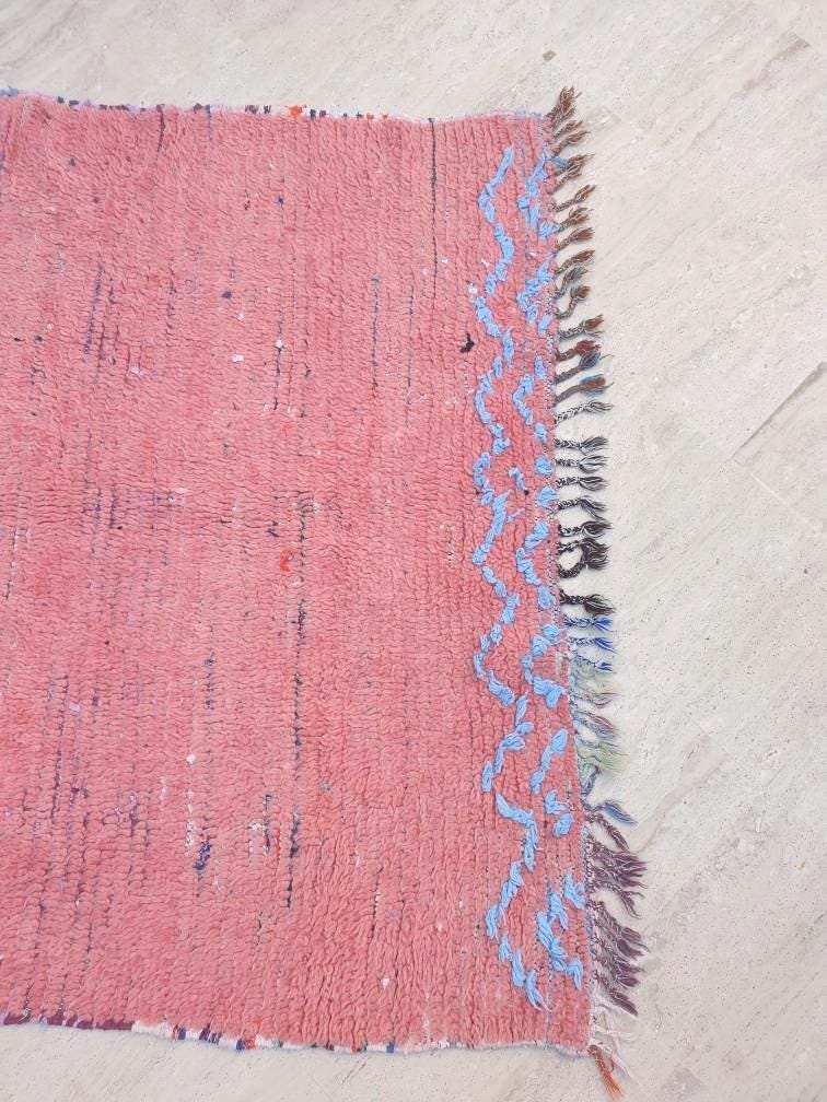 Vintage Moroccan Rug 4.1x9.2 gorgeous Pink rug Boujaad rug Tribal berber rug boujad rug Cyan Pink berber rug