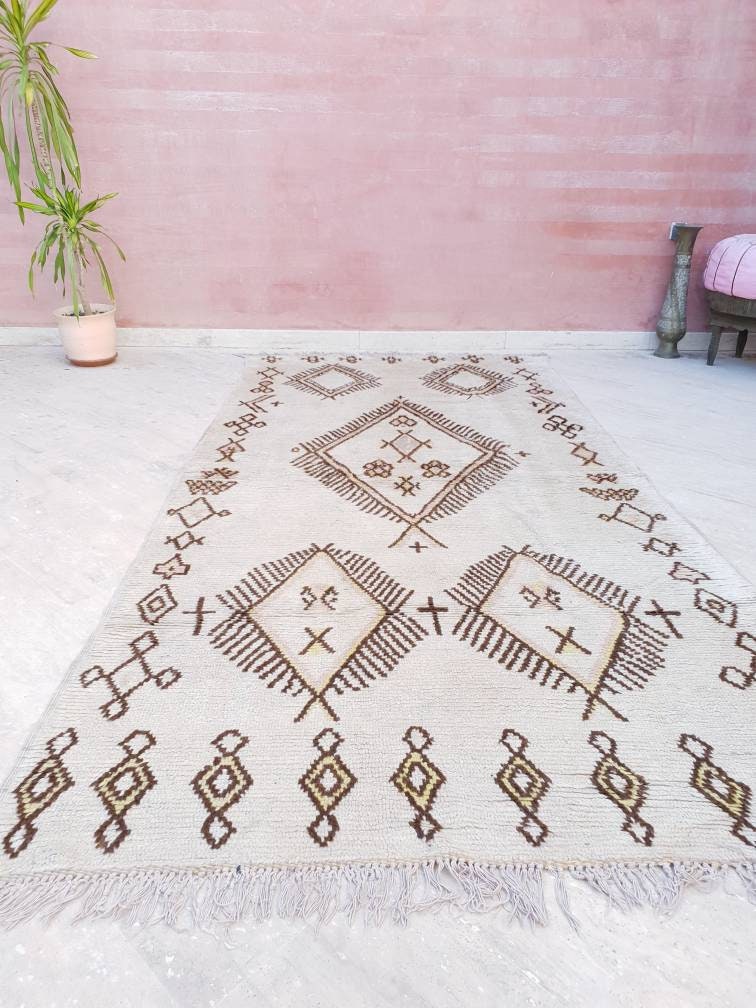 Vintage Moroccan Azilal Rug, Berber Bedroom Living Room Rug (4.5x9.3 ft)