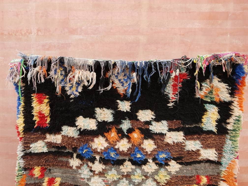 Vintage Boujaad Berber Rug, Artistic Moroccan Rug, 3.8x7.6 ft