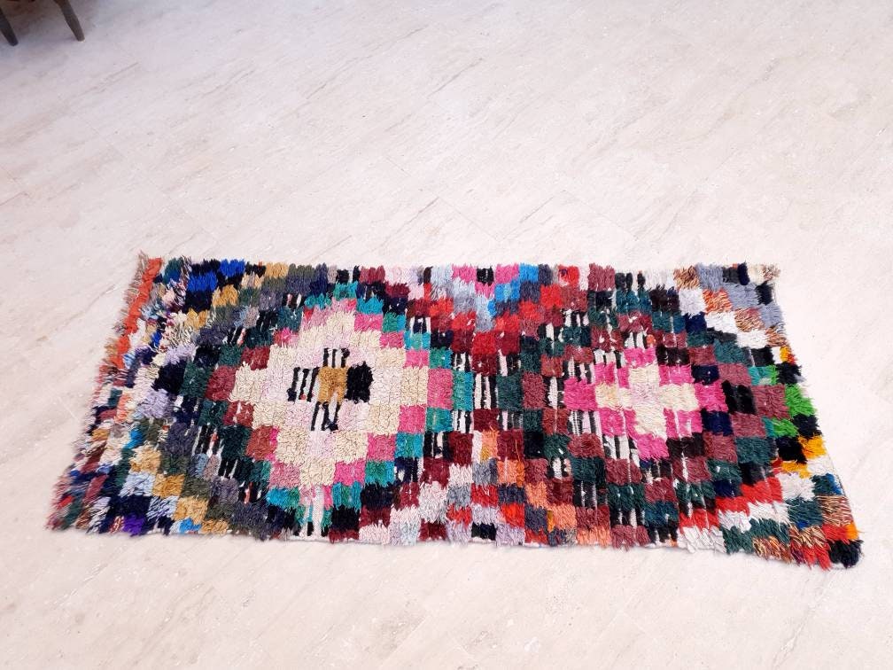 Vintage Boujaad Moroccan Runner Rug, Berber Hallway Rug (2.7x6.2 ft)