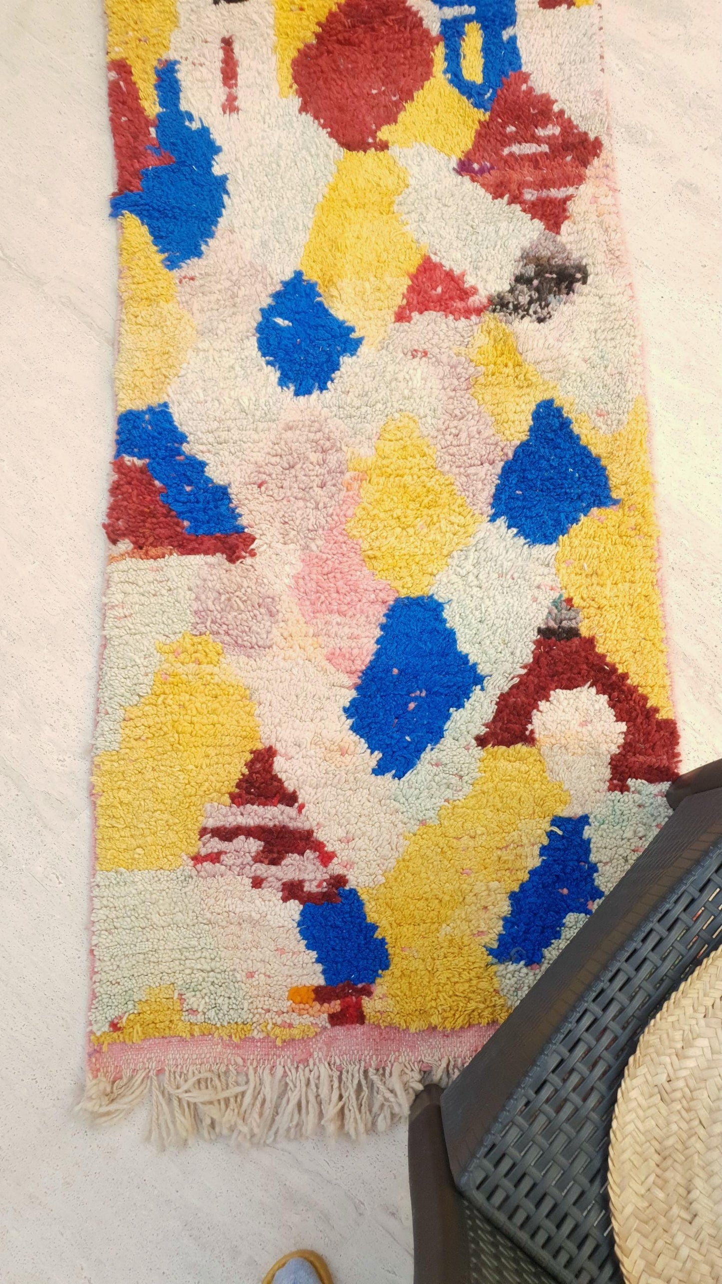 Gorgeous Moroccan Rug 2.5x10  Unique Boujaad runner rug, Colorful Artistic rug, Abstract Wool Hallway rug