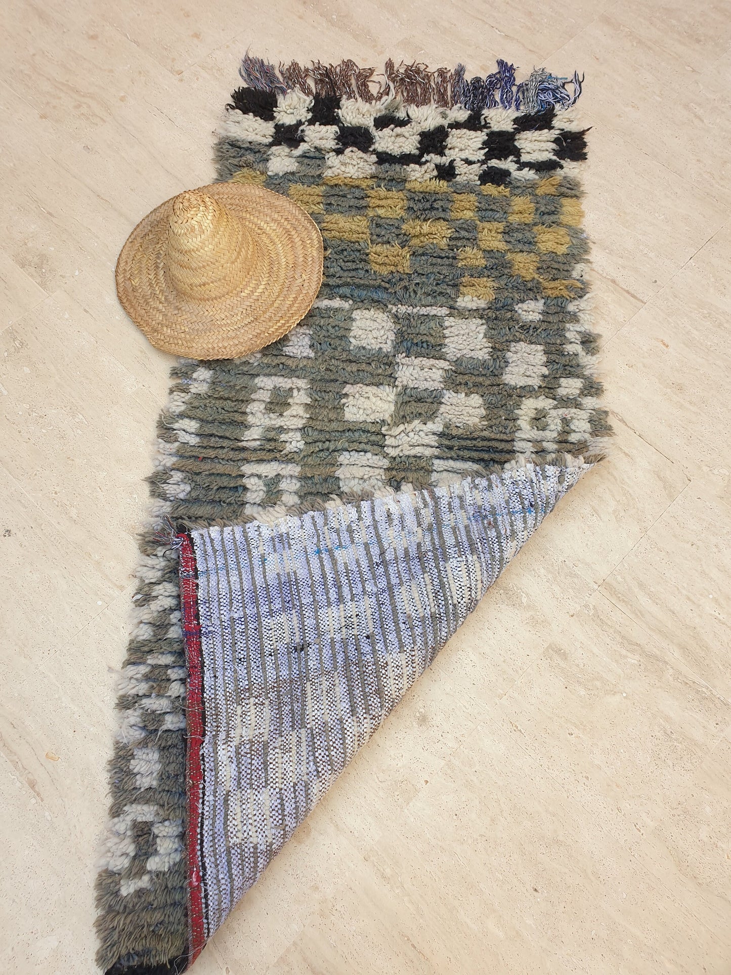 Vintage Moroccan Rug 2.7x6 gray runner rug, grey boujaad accent rug bedroom rug living room rug boucherouite rug