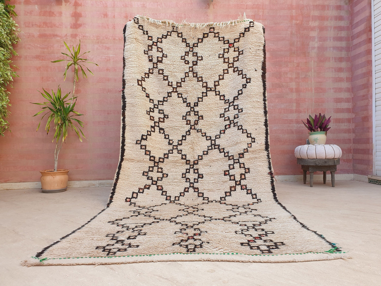 Vintage Berber Azilal Rug 5x10.5, Beige Moroccan Rug
