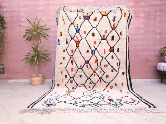 Gorgeous Moroccan Rug 5.5x8.8 by ME, designer Soft Berber Azilal Rug, beni ourain rug, Nursery rug bedroom rug