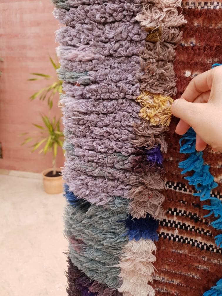 Vintage Moroccan rug 2.9x5.9 Stunning Unique Boujaad rug |  Unique Artistic Boujad Rug