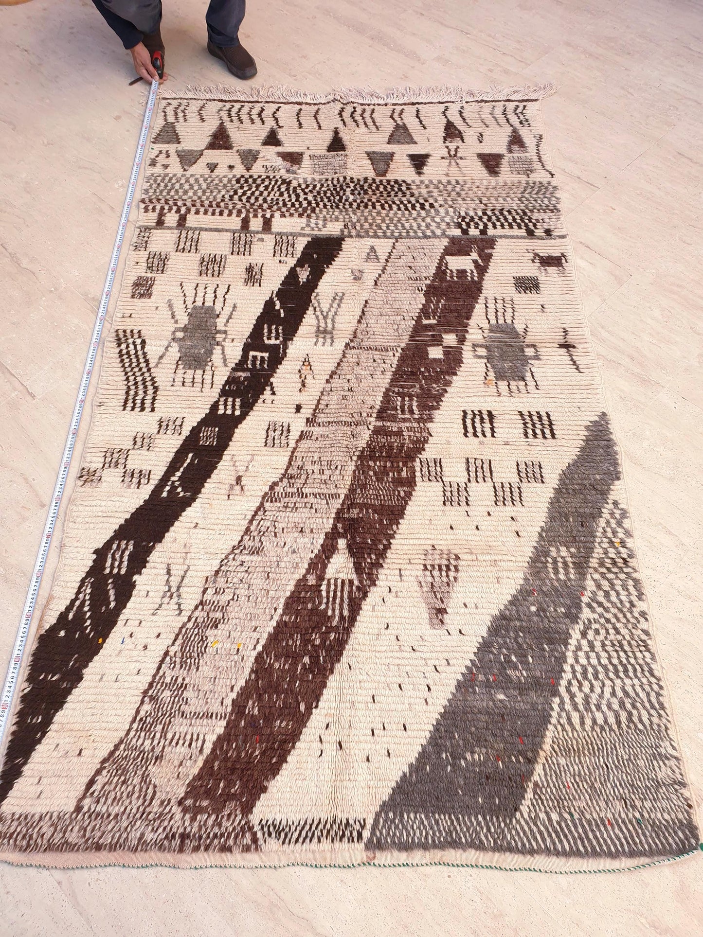 Vintage Moroccan Azilal Rug, Earth Tone Wool Rug, Tribal Art 4.5x8.2
